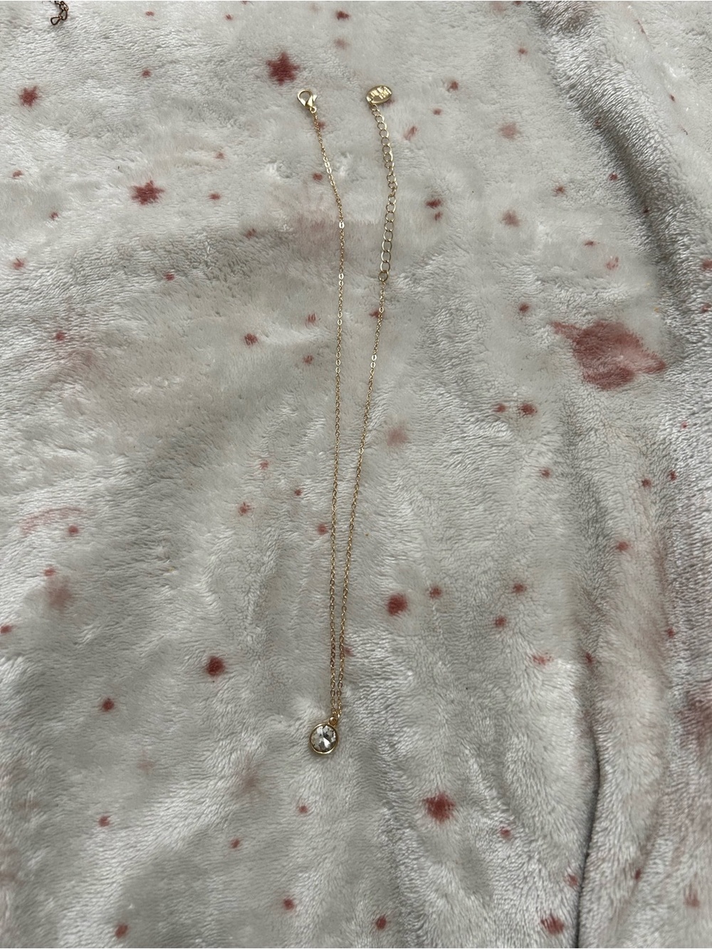 Delicate Gold Pendant Necklace with Clear Crystal